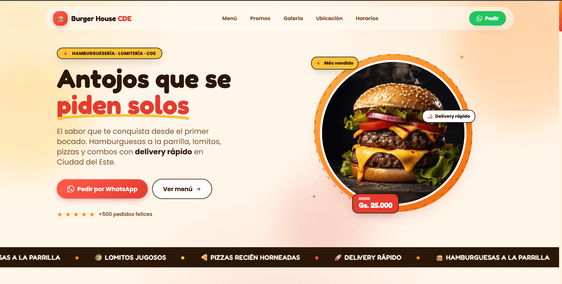 Captura del proyecto Burger House CDE