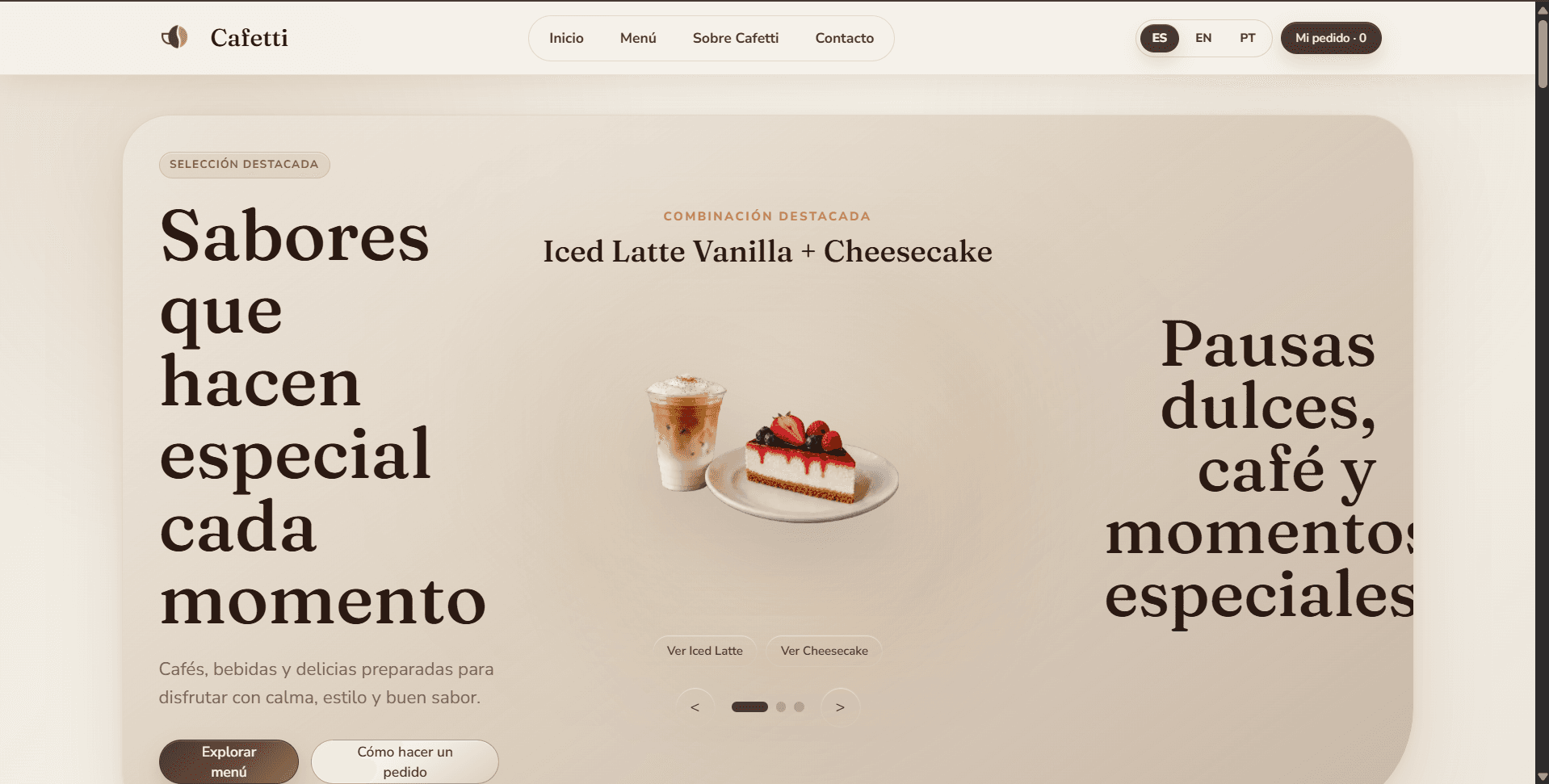 Captura del proyecto Cafetti Demo
