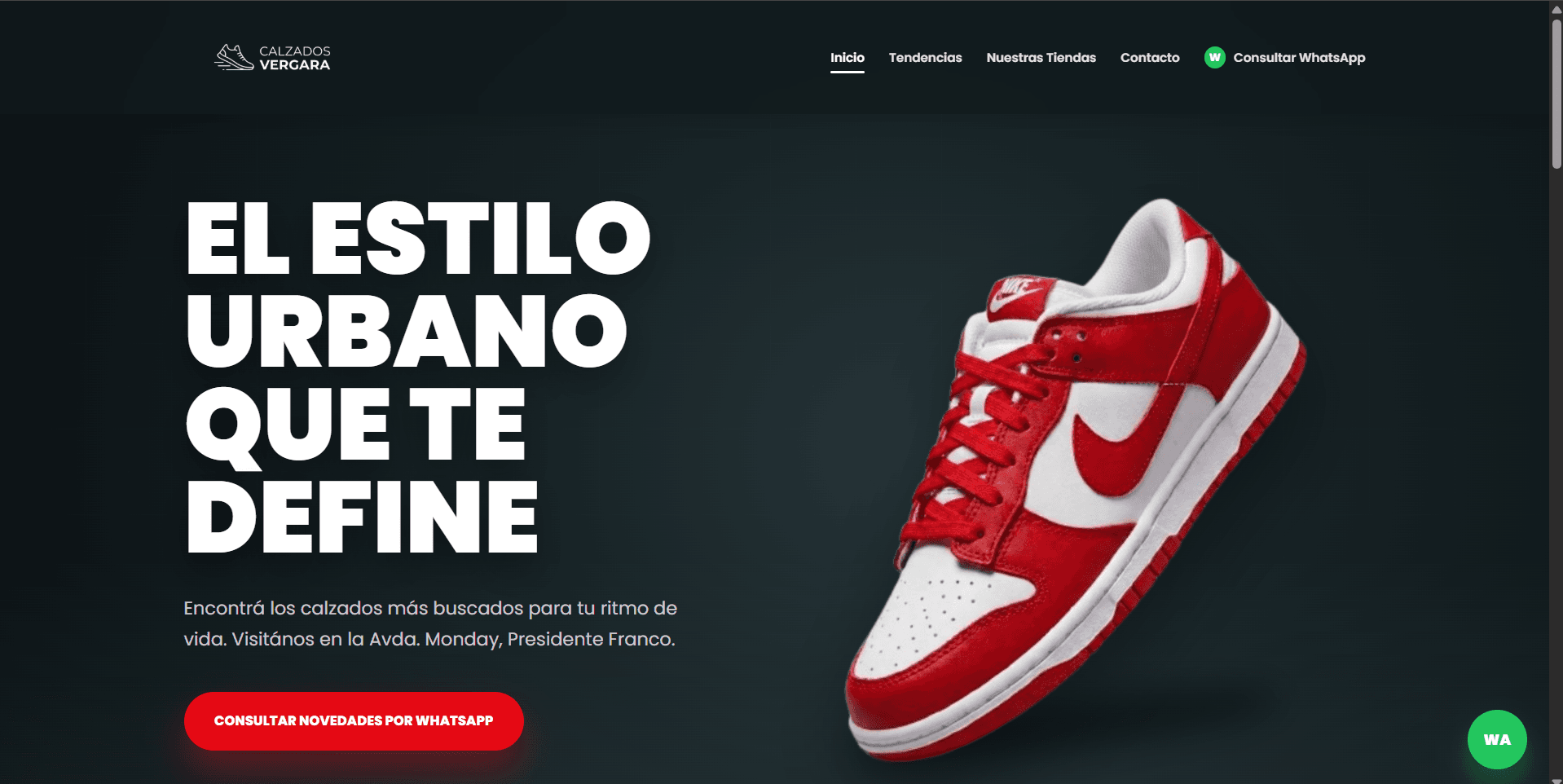 Captura del proyecto Calzados Vercel