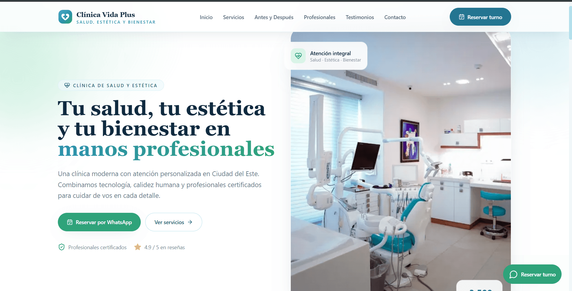 Captura del proyecto Clínica Vida Plus