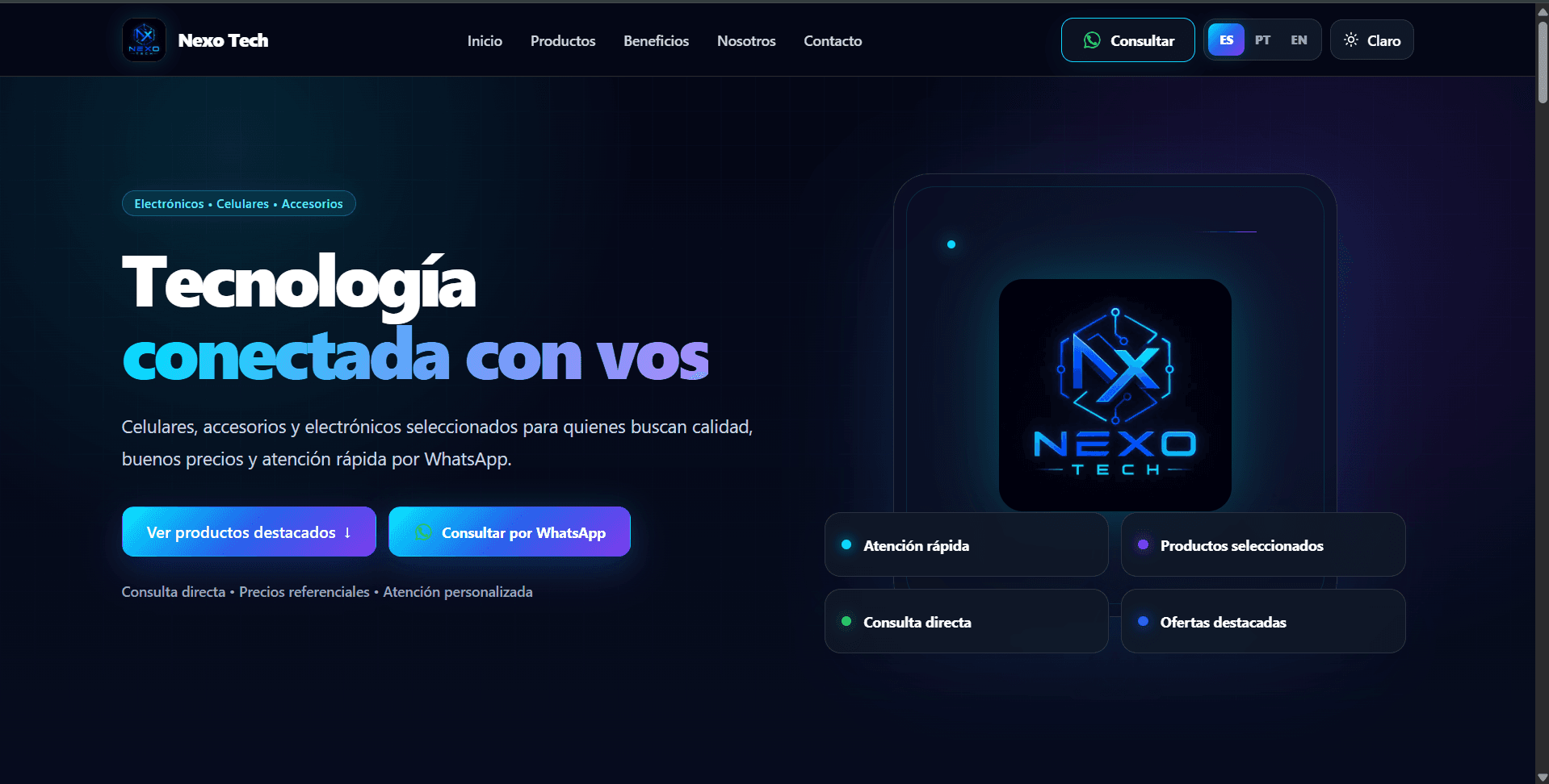 Captura del proyecto Nexotech Demo